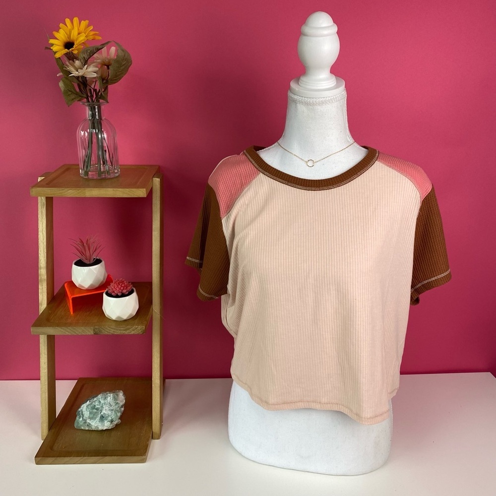 NWT Multi Colored Ribbed T-Shirt-Wild Fable